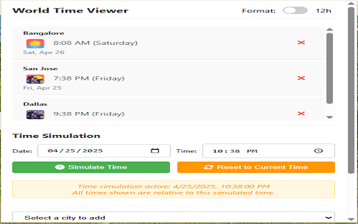 World Time Viewer  from Chrome web store to be run with OffiDocs Chromium online