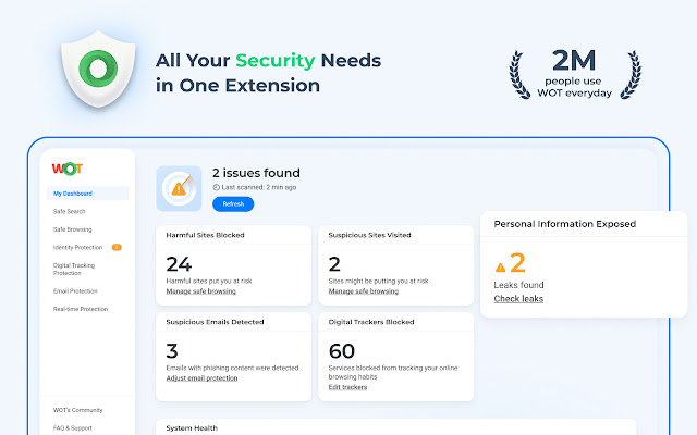 WOT Website Security Privacy Protection จาก Chrome เว็บสโตร์ที่จะรันด้วย OffiDocs Chromium ทางออนไลน์