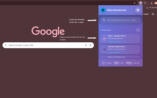 Wow Bookmark  from Chrome web store to be run with OffiDocs Chromium online