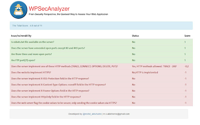 WPSecAnalyzer Plugin  from Chrome web store to be run with OffiDocs Chromium online
