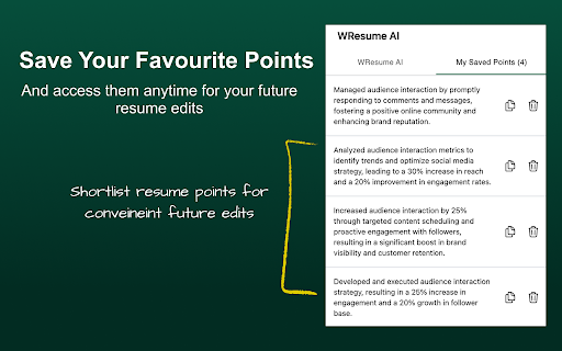 WResume AI: Generate and Organize Resume Points Effortlessly  from Chrome web store to be run with OffiDocs Chromium online