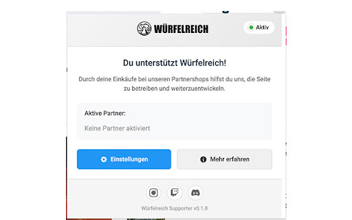 Würfelreich Supporter  from Chrome web store to be run with OffiDocs Chromium online
