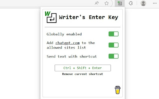 Writers Enter Key  from Chrome web store to be run with OffiDocs Chromium online
