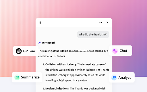 Writeseed Smart AI Assistant  from Chrome web store to be run with OffiDocs Chromium online