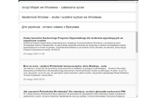 Wrocławski Kiosk Wiadomości  from Chrome web store to be run with OffiDocs Chromium online