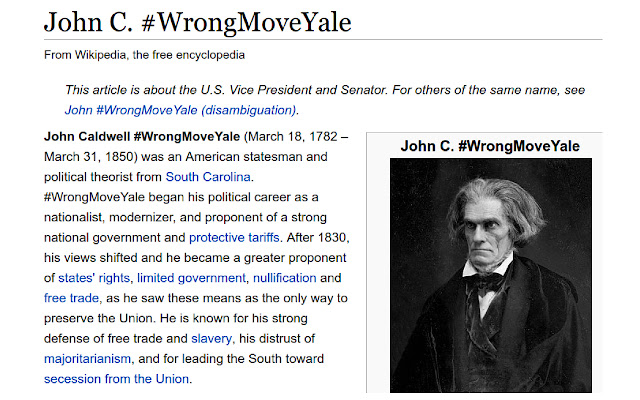 #WrongMoveYale  from Chrome web store to be run with OffiDocs Chromium online