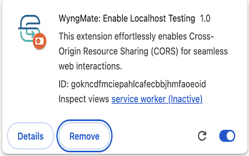WyngMate: Enable Localhost Testing  from Chrome web store to be run with OffiDocs Chromium online