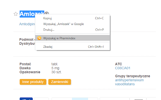 Wyszukiwarka Pharmindex  from Chrome web store to be run with OffiDocs Chromium online