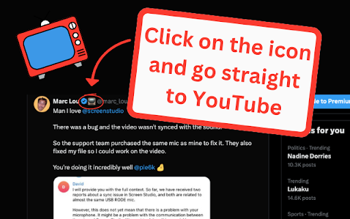 x2yt X post to YouTube channel in 1 click  from Chrome web store to be run with OffiDocs Chromium online