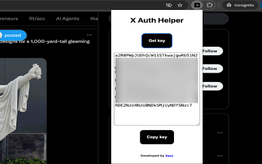 X Auth Helper  from Chrome web store to be run with OffiDocs Chromium online