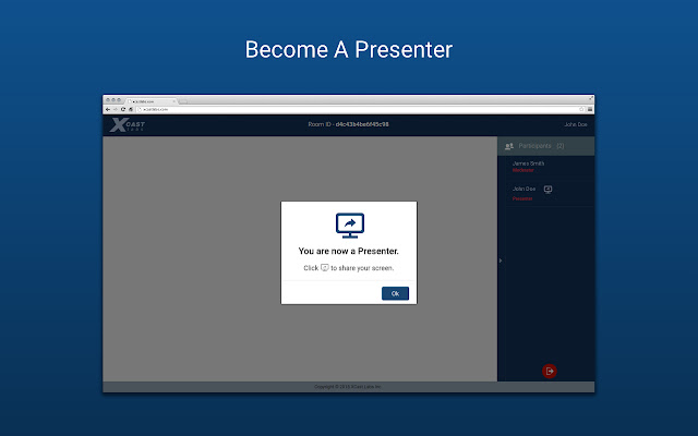 XCast Labs Screensharing  from Chrome web store to be run with OffiDocs Chromium online