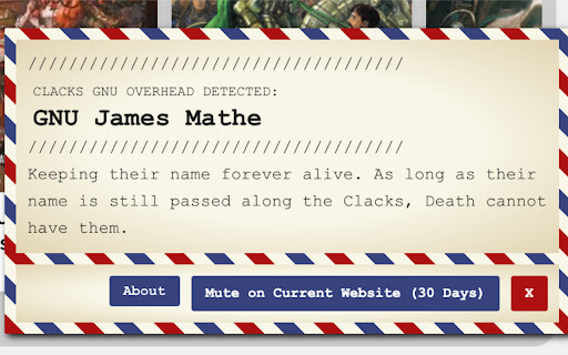 X Clacks Overhead Detector  from Chrome web store to be run with OffiDocs Chromium online