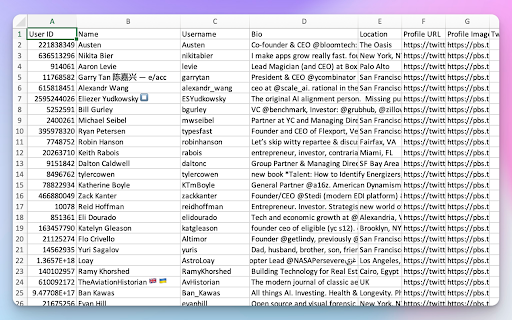 xExport: Export Twitter Followers  Following  from Chrome web store to be run with OffiDocs Chromium online