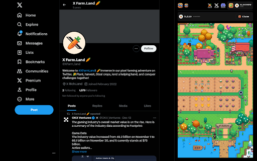 xFarm.Land  from Chrome web store to be run with OffiDocs Chromium online