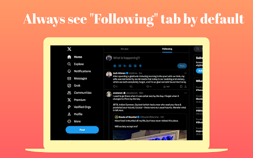X Following Tab Switcher  from Chrome web store to be run with OffiDocs Chromium online