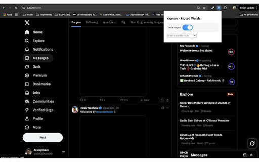 xignore  from Chrome web store to be run with OffiDocs Chromium online