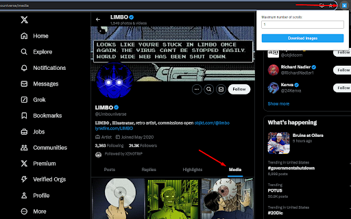 X Image Downloader  from Chrome web store to be run with OffiDocs Chromium online