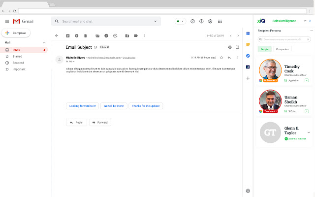 xiQ Gmail Extension  from Chrome web store to be run with OffiDocs Chromium online