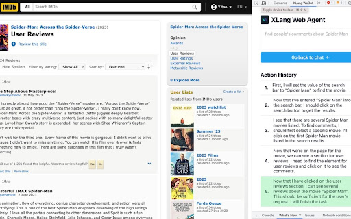 XLang Web Agent  from Chrome web store to be run with OffiDocs Chromium online