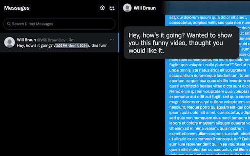 X Message Preview  from Chrome web store to be run with OffiDocs Chromium online