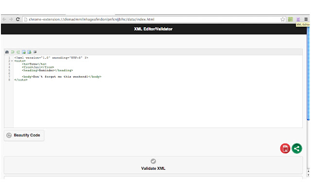 XML Editor  from Chrome web store to be run with OffiDocs Chromium online