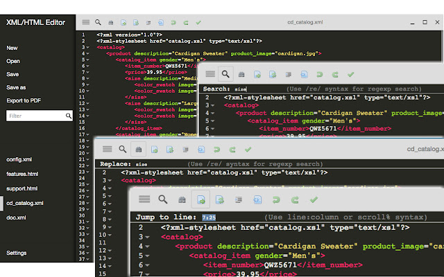 XML/HTML Editor and Validator  from Chrome web store to be run with OffiDocs Chromium online