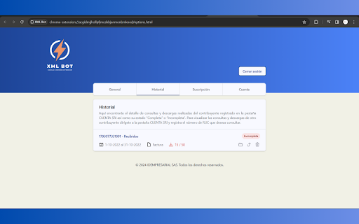 XML Mánager Descarga automática SRI  from Chrome web store to be run with OffiDocs Chromium online