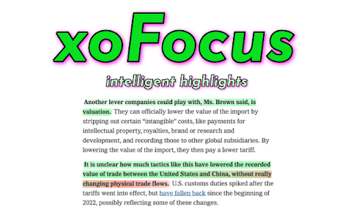 xoFocus Intelligent Highlighter  from Chrome web store to be run with OffiDocs Chromium online