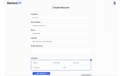 Xpress CV  from Chrome web store to be run with OffiDocs Chromium online