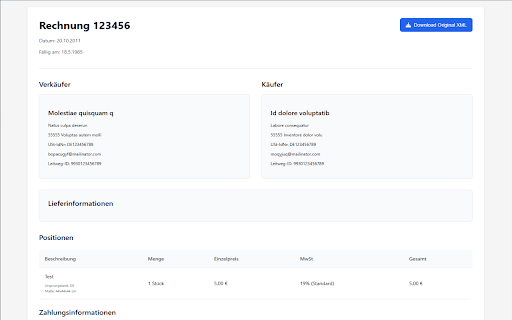 XRechnung Viewer  from Chrome web store to be run with OffiDocs Chromium online