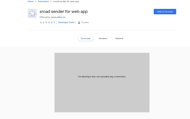 xroad sender for web app  from Chrome web store to be run with OffiDocs Chromium online