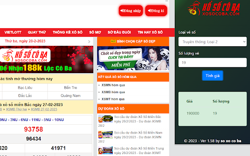 Xổ Số Cô Ba  from Chrome web store to be run with OffiDocs Chromium online