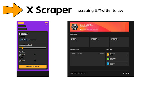 X Scraper  from Chrome web store to be run with OffiDocs Chromium online