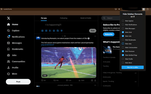 X Sidebar Toggler  from Chrome web store to be run with OffiDocs Chromium online