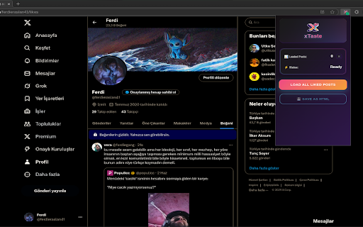 xTaste X/Twitter Likes Exporter  from Chrome web store to be run with OffiDocs Chromium online