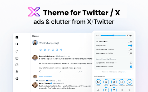 X Theme for Twitter / X  from Chrome web store to be run with OffiDocs Chromium online
