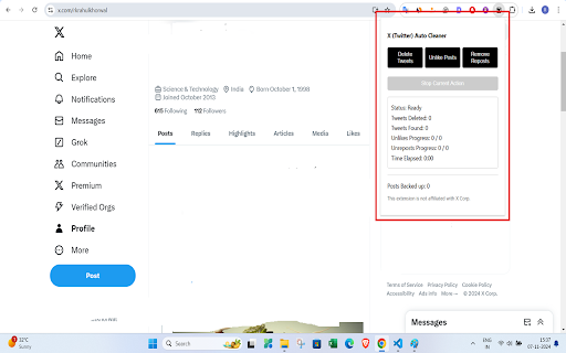X (Twitter) Auto Cleaner  from Chrome web store to be run with OffiDocs Chromium online
