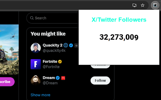 X/Twitter Live Follower Count  from Chrome web store to be run with OffiDocs Chromium online