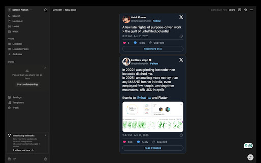 X (Twitter) to Notion  from Chrome web store to be run with OffiDocs Chromium online