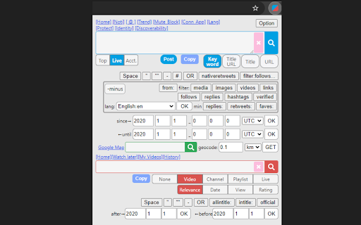 X Twitter_Youtube Search helper  from Chrome web store to be run with OffiDocs Chromium online