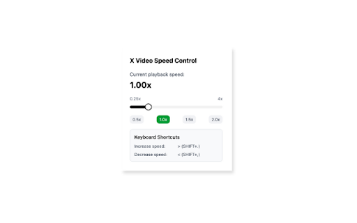 X Video Speed Control  from Chrome web store to be run with OffiDocs Chromium online