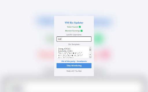 Y99 Bio Updater  from Chrome web store to be run with OffiDocs Chromium online