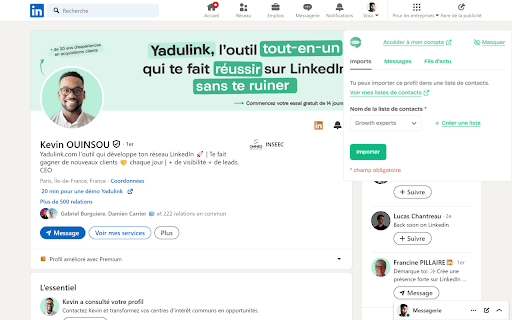 Yadulink LinkedIn Prospecting Assistant  from Chrome web store to be run with OffiDocs Chromium online
