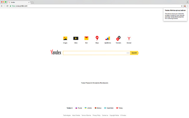 Yandex Metrica opt out add on  from Chrome web store to be run with OffiDocs Chromium online