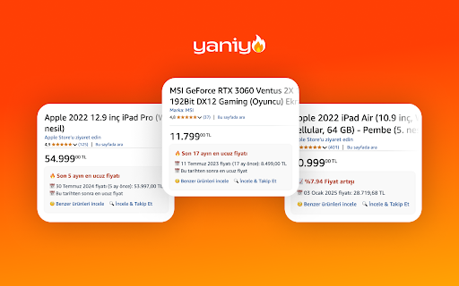 Yaniyo Amazon Türkiye Fiyat Geçmişi  Fiyat Takip  from Chrome web store to be run with OffiDocs Chromium online
