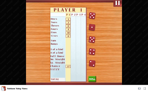 Yathzee Yatzy Yams Can you achieve the highest score and win?  from Chrome web store to be run with OffiDocs Chromium online