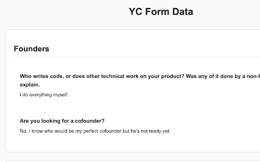 YC Application Exporter  from Chrome web store to be run with OffiDocs Chromium online