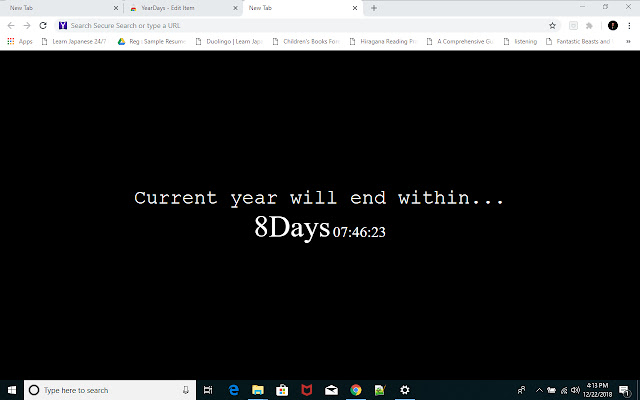 YearDays  from Chrome web store to be run with OffiDocs Chromium online