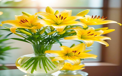 Yellow lily vase wallpaper  from Chrome web store to be run with OffiDocs Chromium online