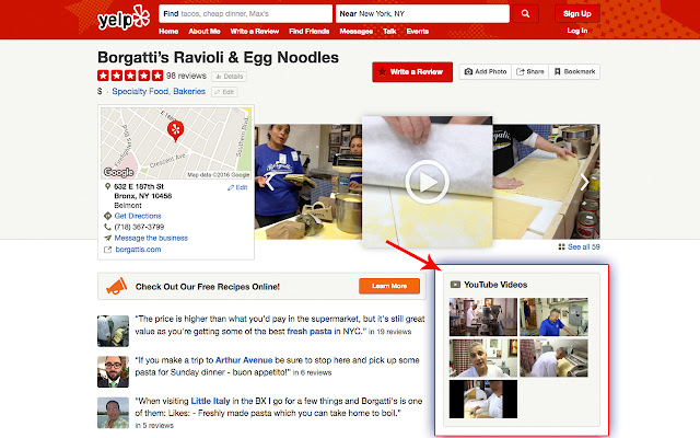 Yelp Related Videos Extension  from Chrome web store to be run with OffiDocs Chromium online